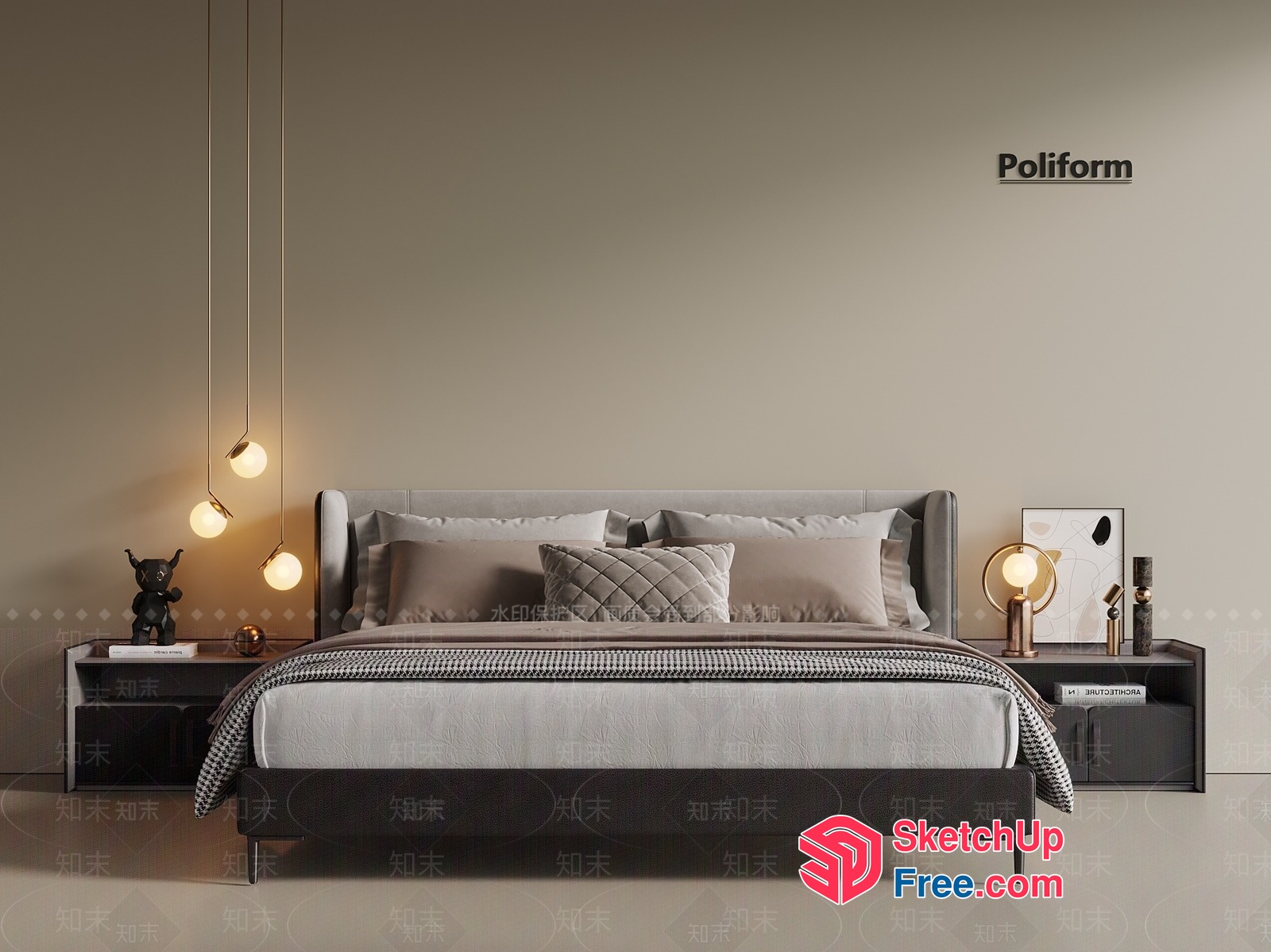 Poliform Modern Bedroom Furniture 3D SketchUp File