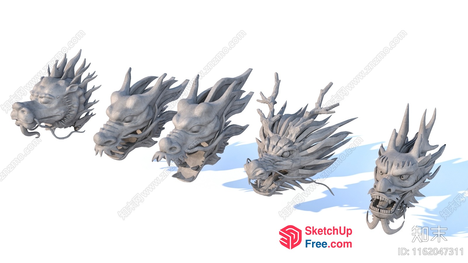 Chinese Dragon Heads 3D SketchUp File