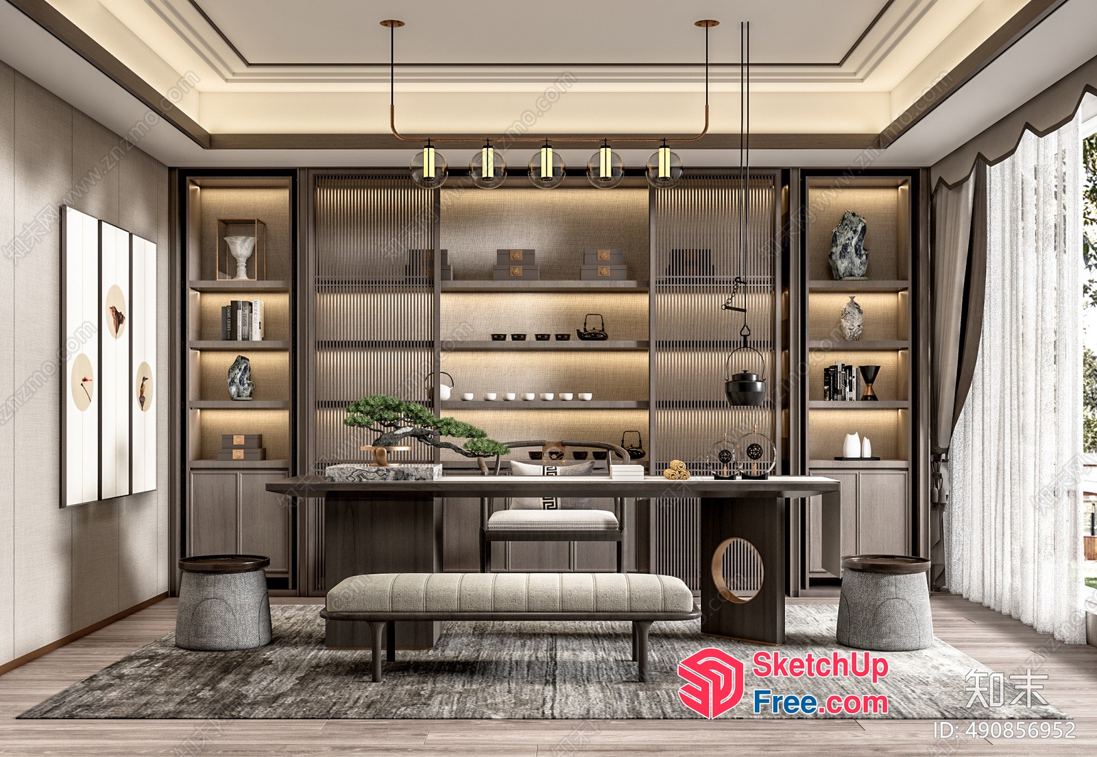 Modern Japanese Style Interior Design With Elegant Decor 3D SketchUp File