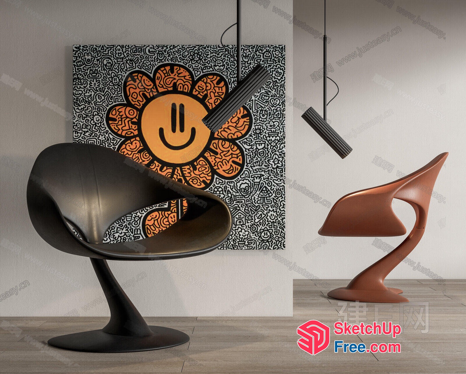 Modern Artistic Chairs And Unique Art Piece 3D SketchUp File
