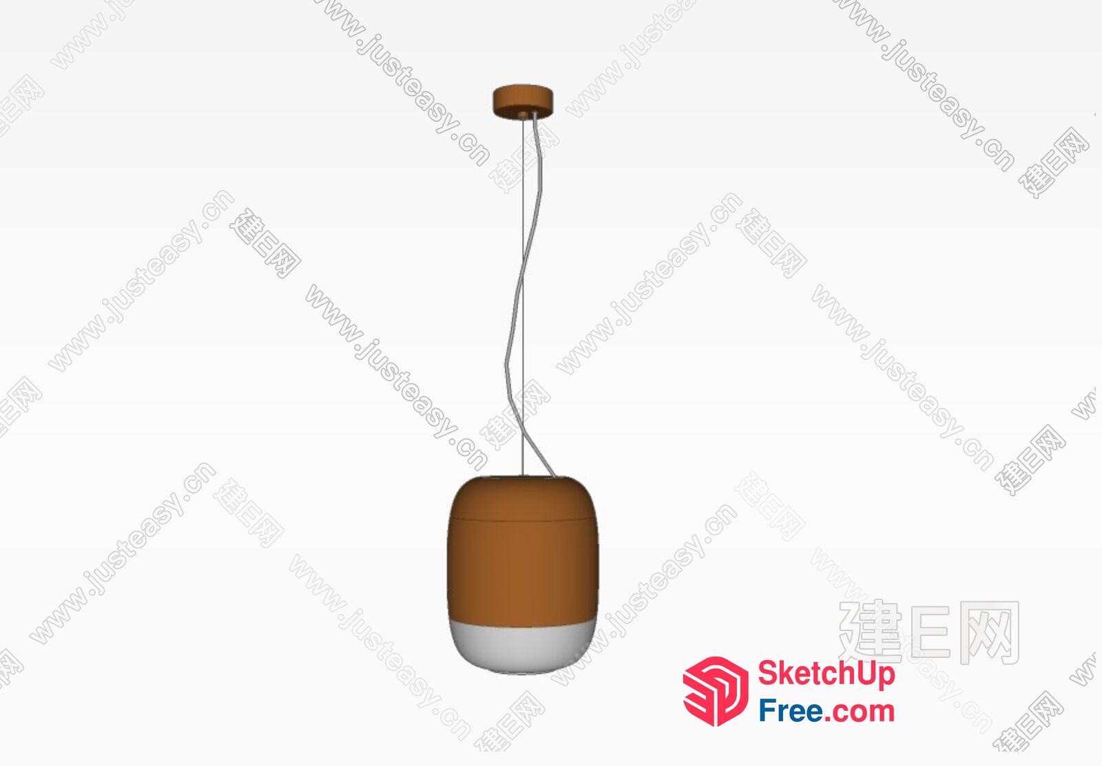 Hanging Light Fixture With Brown And White Design 3D SketchUp File