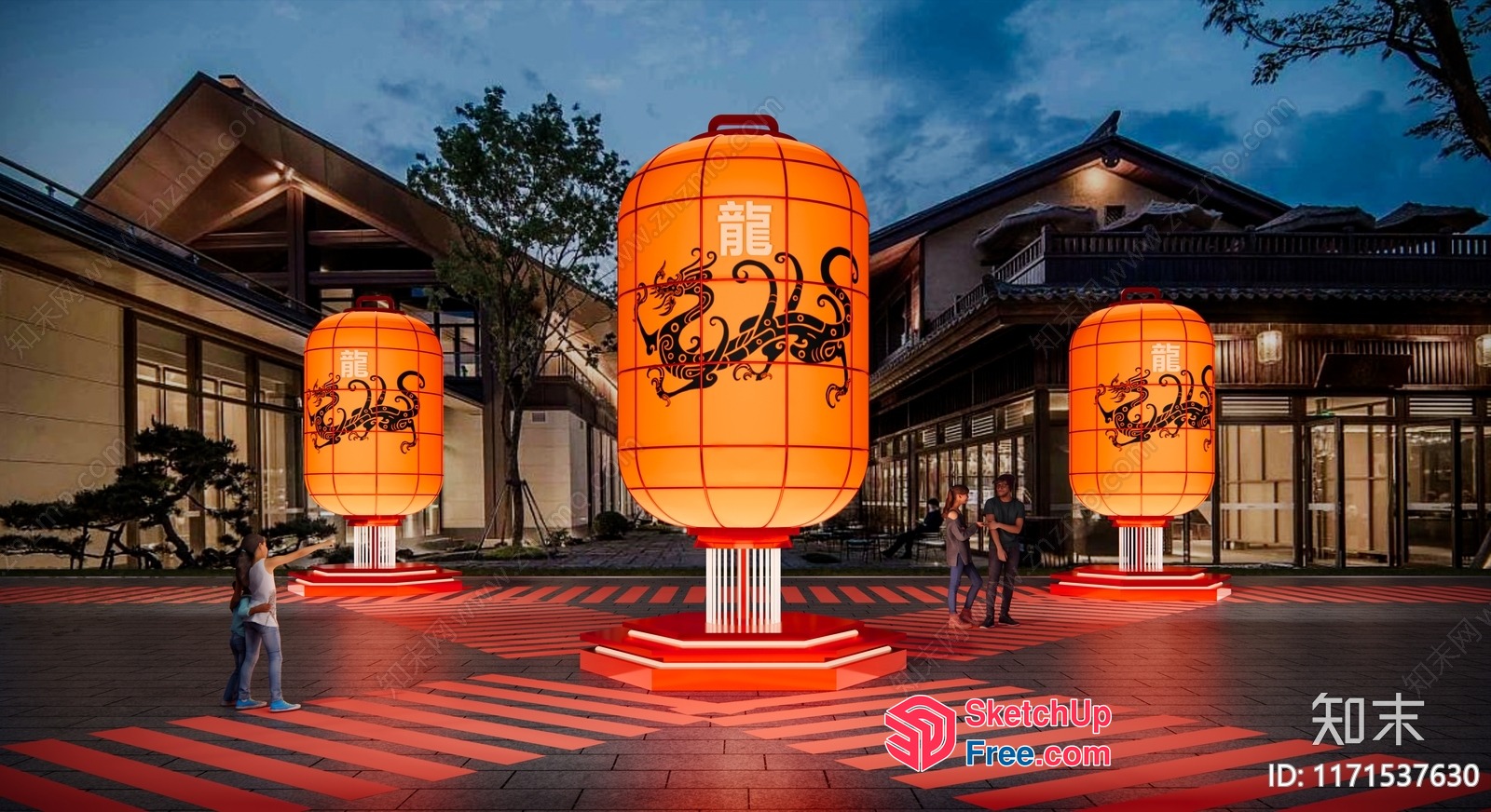Asian-Inspired Lantern Decor 3D SketchUp File