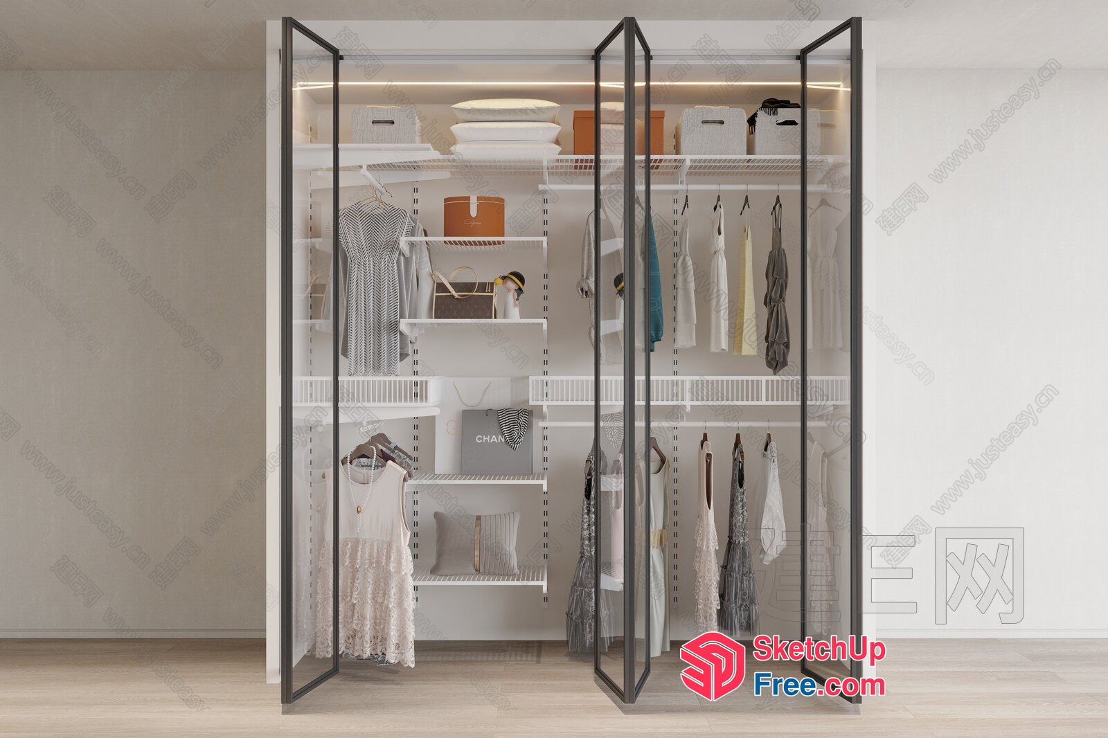 Modern Glass Door Wardrobe 3D SketchUp File