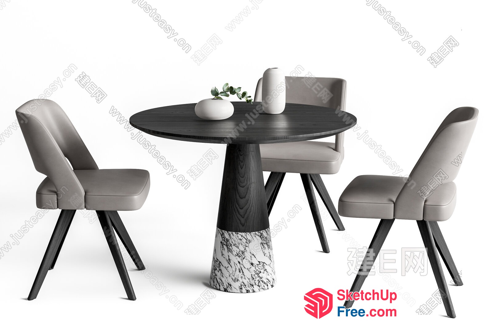 Modern Round Table And Chairs Set 3D SketchUp File