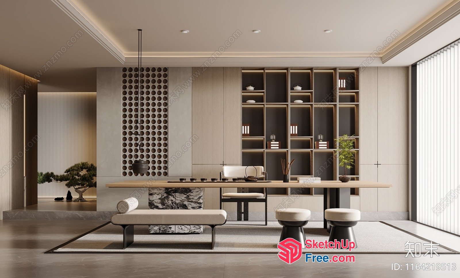 Modern Minimalist Japanese Style Office Space 3D SketchUp File