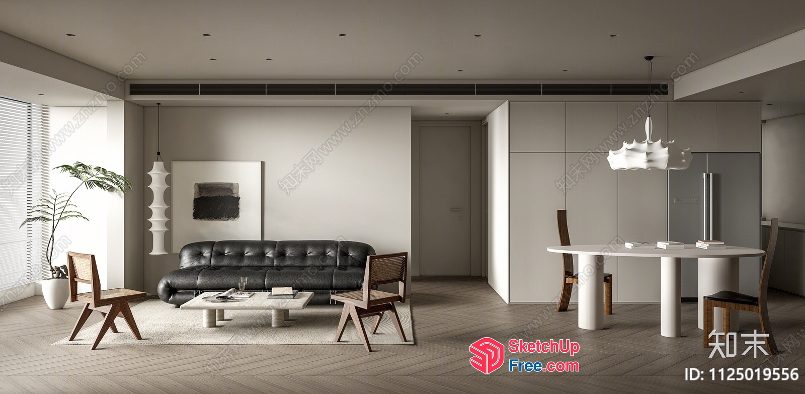 Modern Minimalist Living Room With Sleek Furniture And Neutral Colors 3D SketchUp File