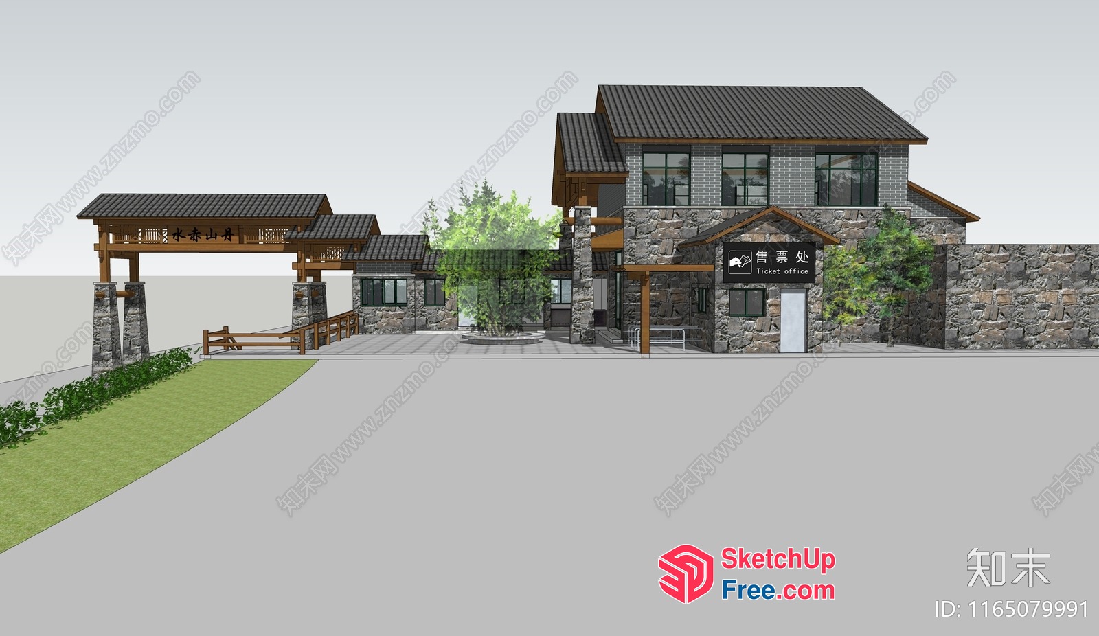 Traditional Asian Exterior Building Design 3D SketchUp File