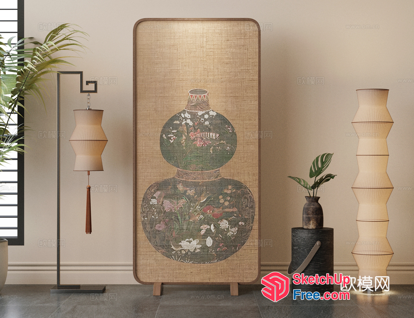 Elegant Asian-Inspired Interior Decor 3D SketchUp File