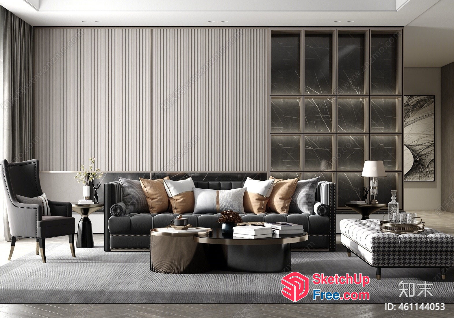 Modern Living Room With Sleek Sofa And Coffee Table 3D SketchUp File