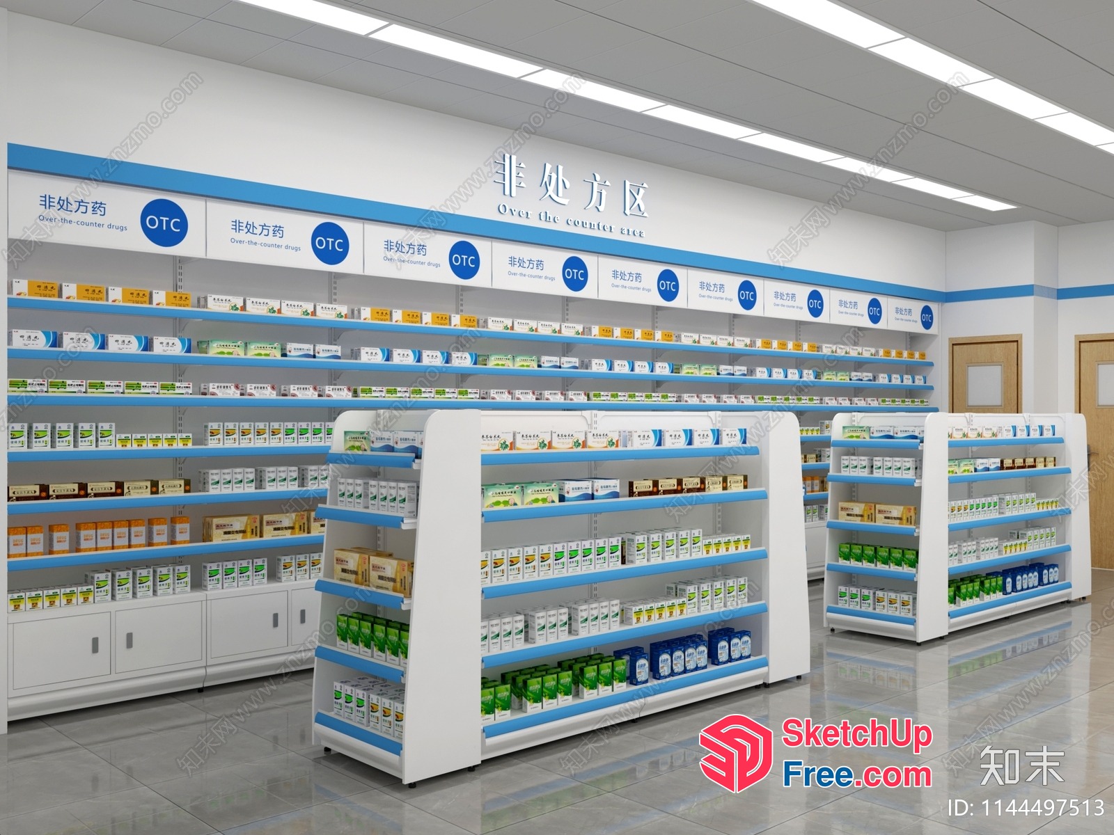Over The Counter Drugs Store Interior 3D SketchUp File