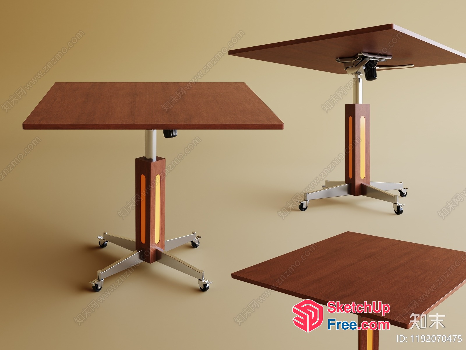 Modern Mobile Table With Adjustable Height 3D SketchUp File