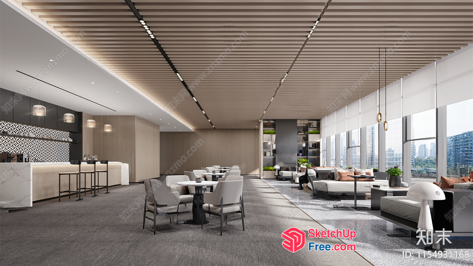 Modern Office Building Interior With Sleek Furniture And Natural Light 3D SketchUp File