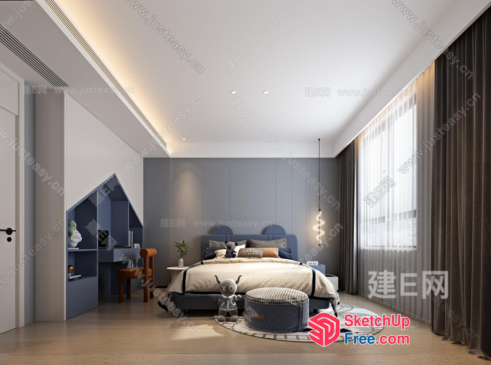 Modern Bedroom With Sleek Furniture And Decor 3D SketchUp File