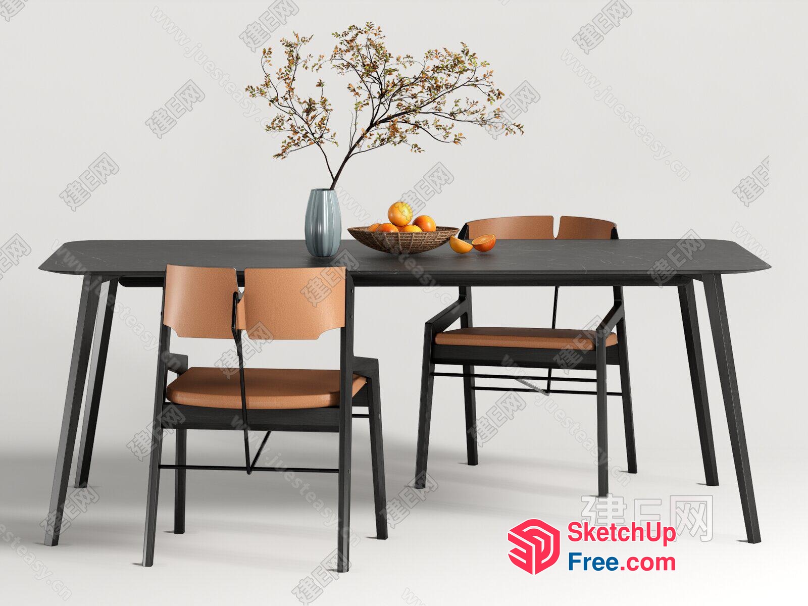Modern Dining Room With Elegant Table And Chairs 3D SketchUp File