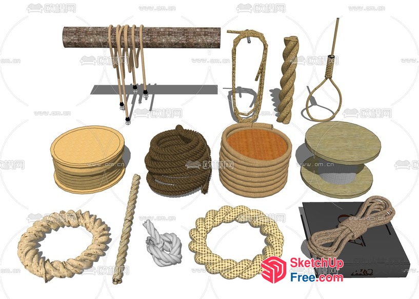 Collection Of Various Rope And Cord Items 3D SketchUp File