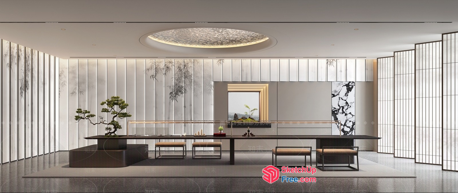 Elegant Modern Asian-Inspired Interior Design 3D SketchUp File