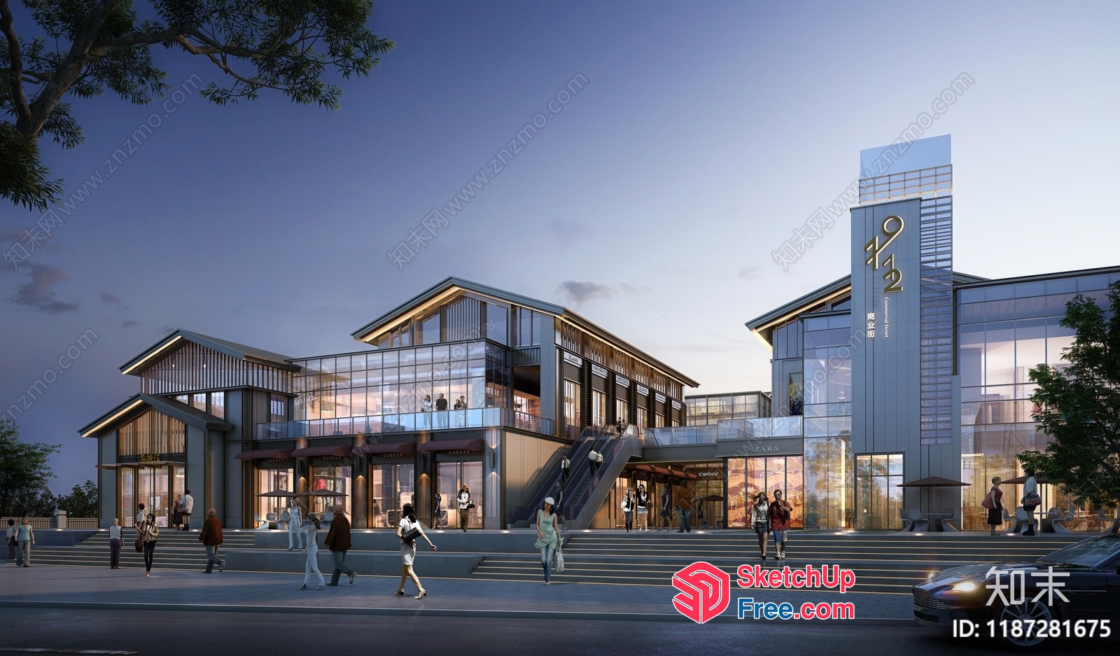 Modern Commercial Building Exterior 3D SketchUp File
