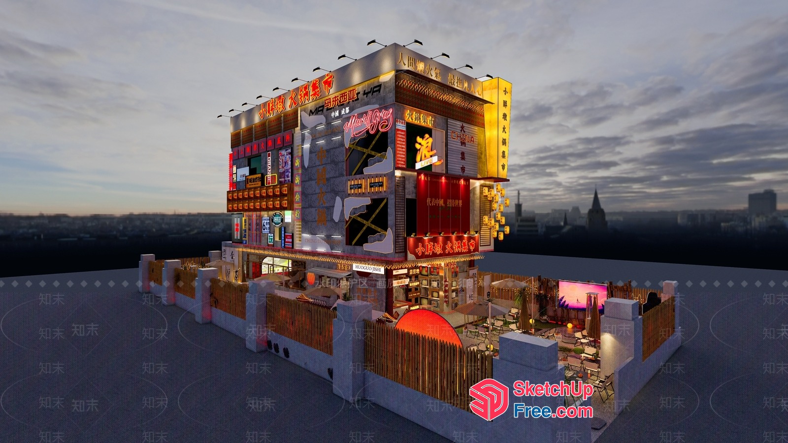 Commercial Street Night Market 3D SketchUp File