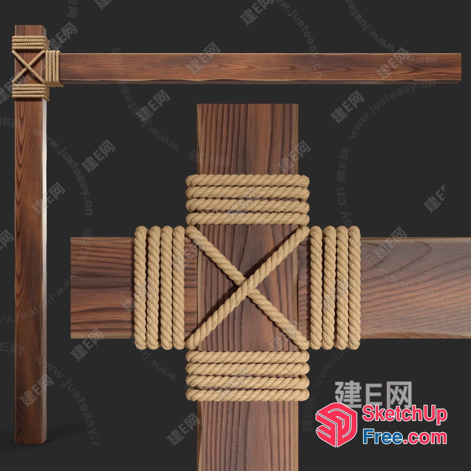 Wooden Rope Decorative Element 3D SketchUp File
