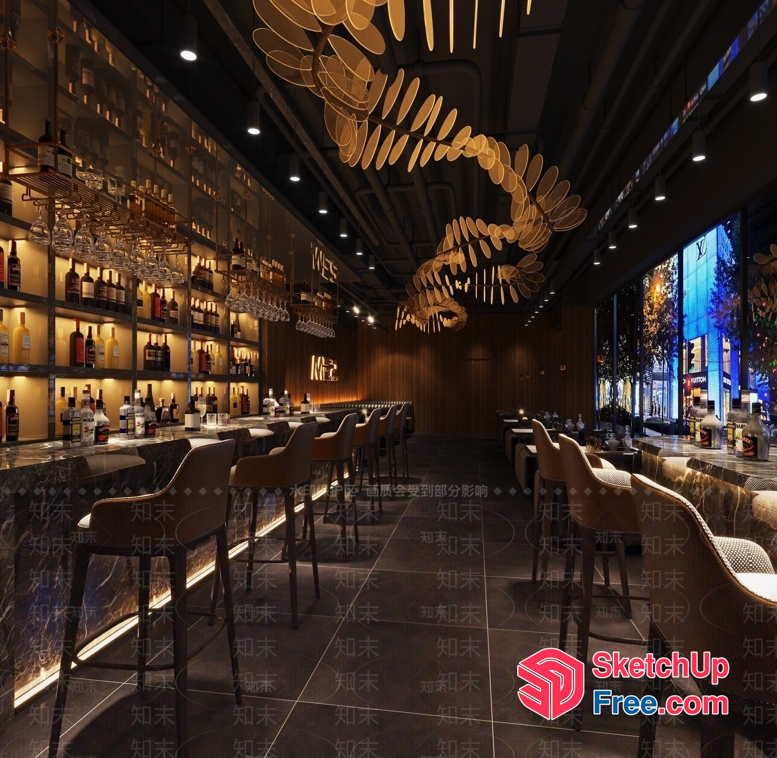 Luxurious Modern Bar Interior Design 3D SketchUp File