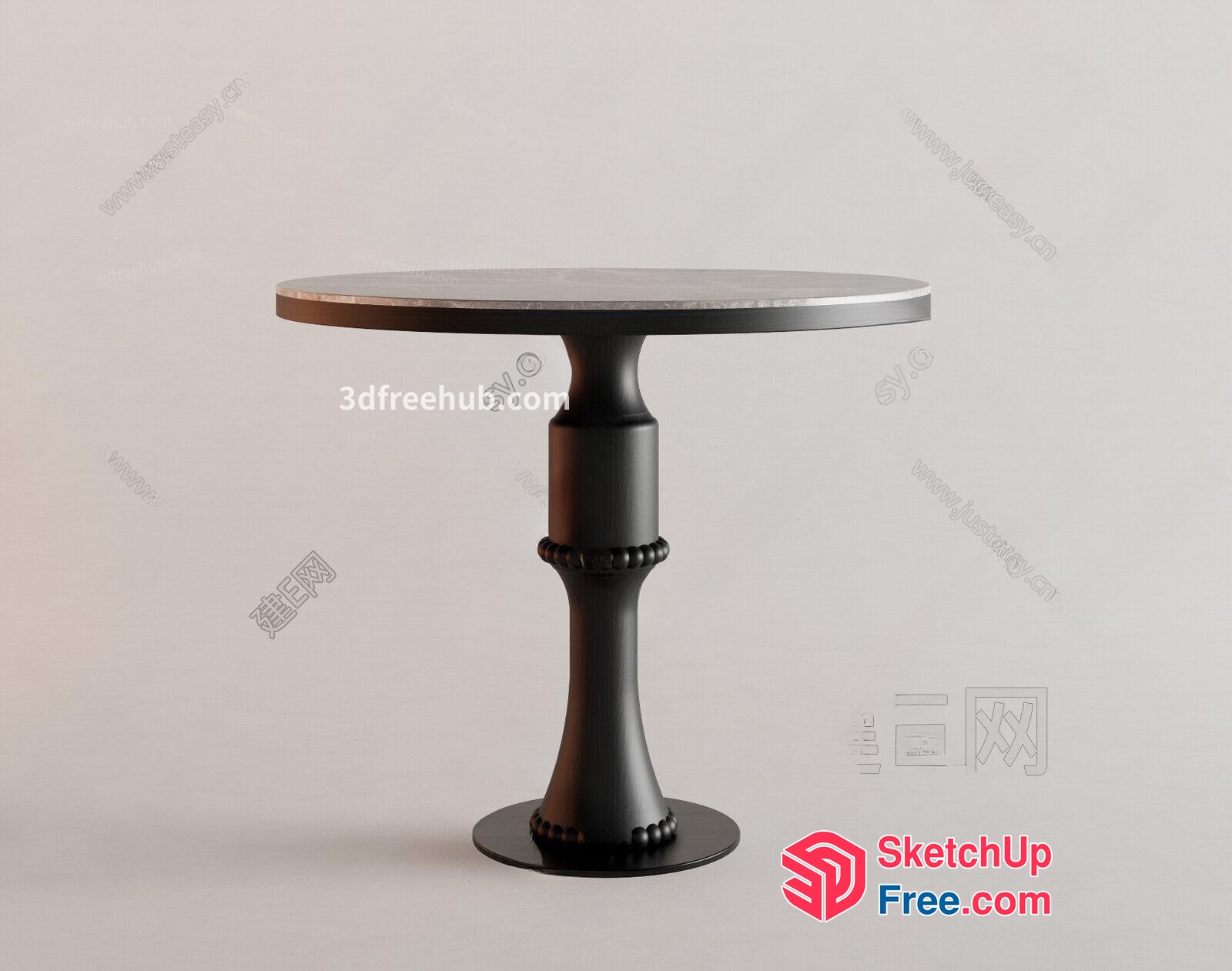 Round Table With Pillar Base 3D SketchUp File