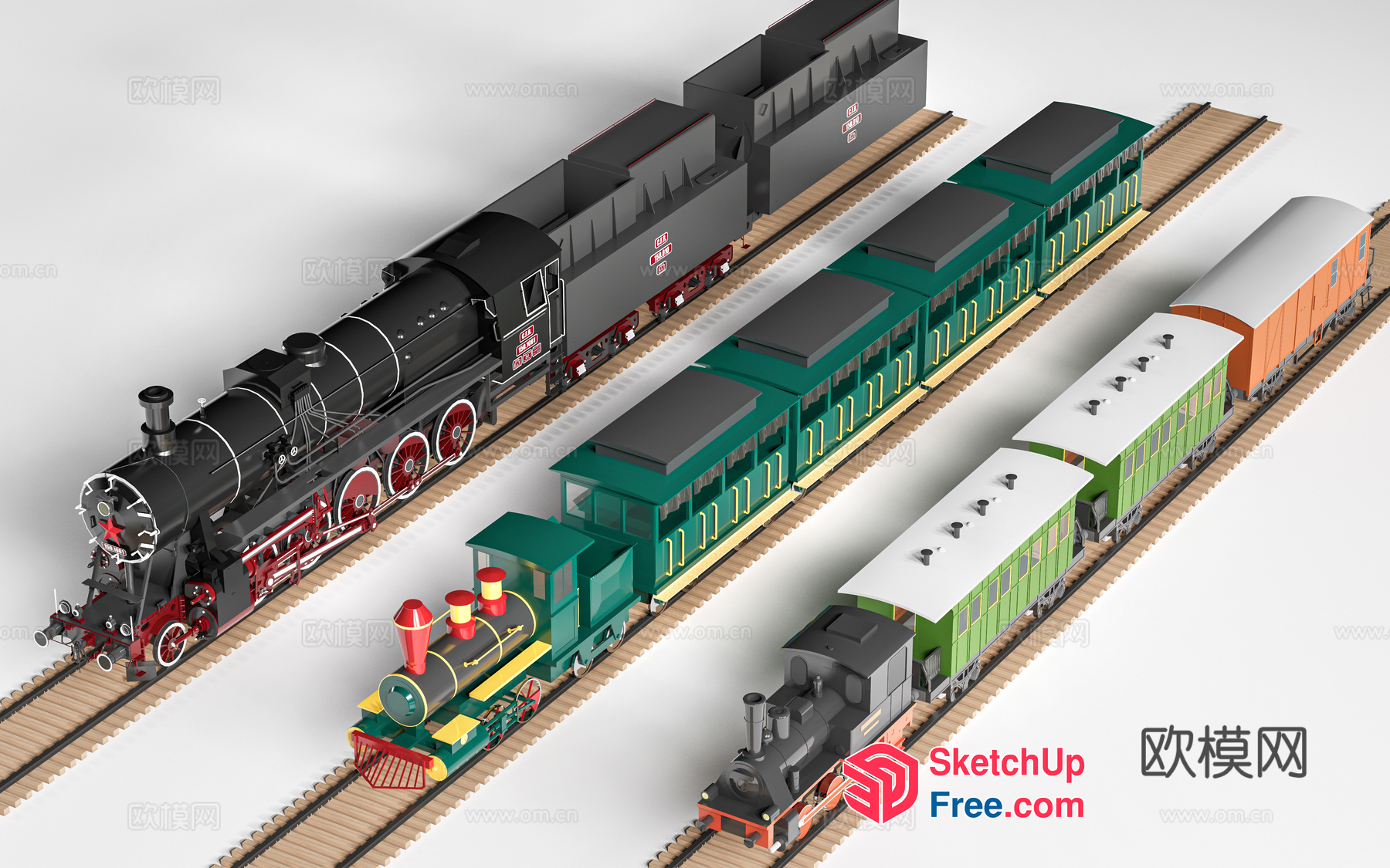 Vintage Steam Train Collection 3D SketchUp File