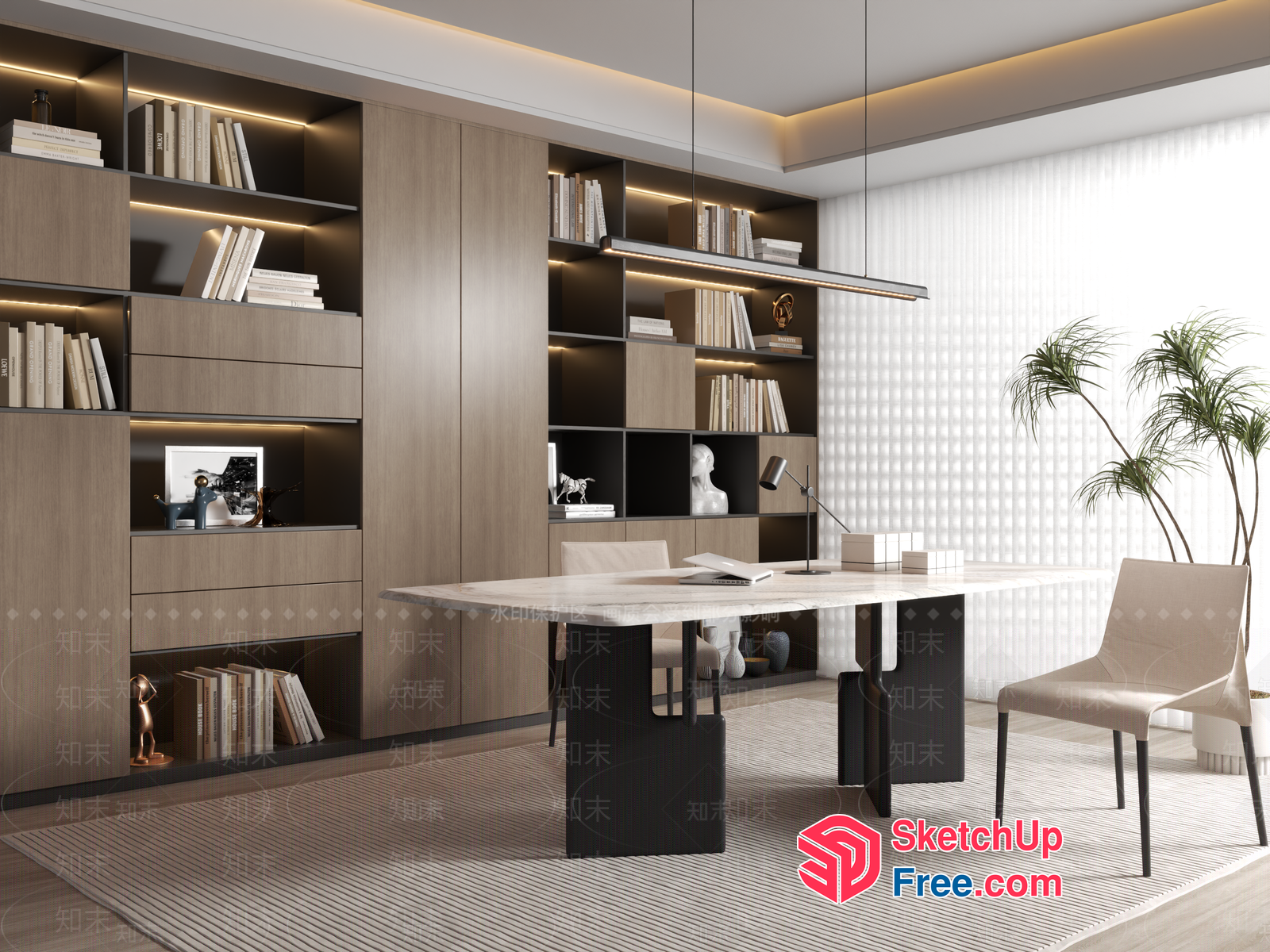 Elegant Modern Minimalist Office Interior Design 3D SketchUp File
