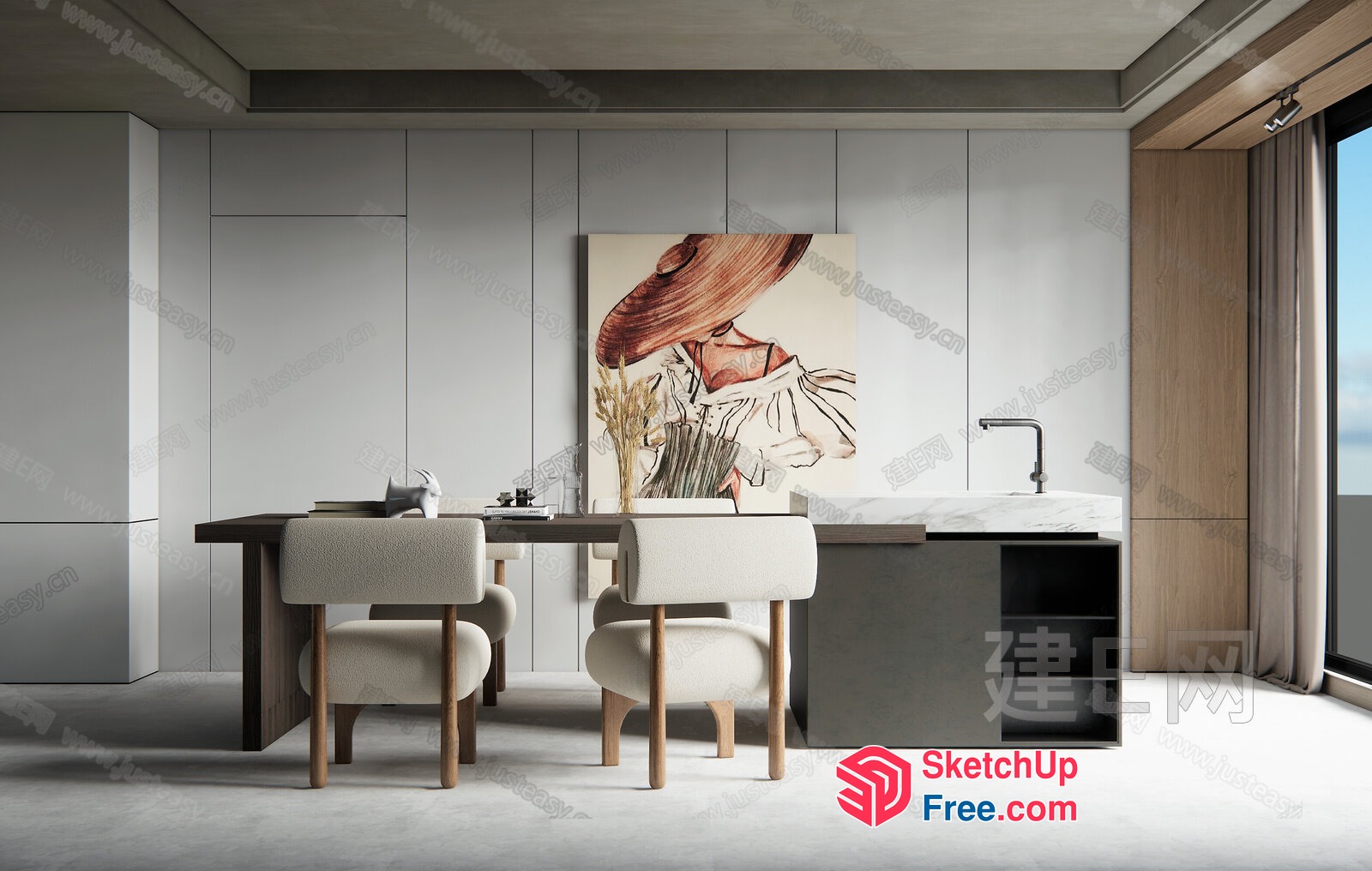 Modern Minimalist Interior With A Touch Of Japanese Style 3D SketchUp File