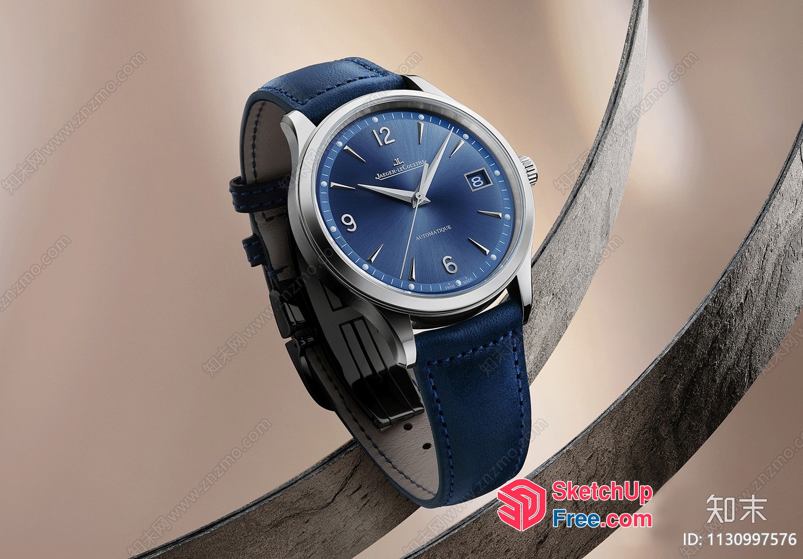 Elegant Timepiece With Blue Leather Strap 3D SketchUp File