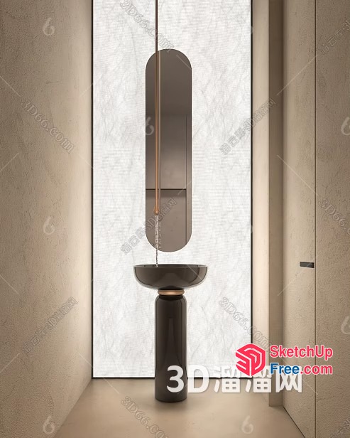 Modern Minimalist Bathroom Vanity And Mirror 3D SketchUp File