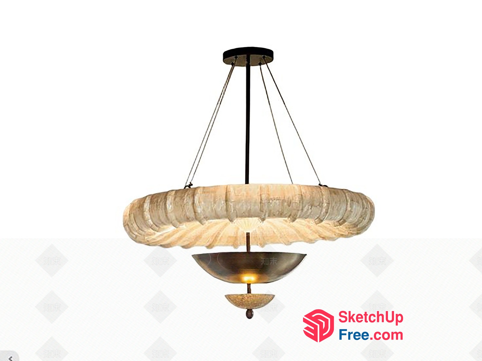 Elegant Hanging Light Fixture With Textured Glass Shade 3D SketchUp File