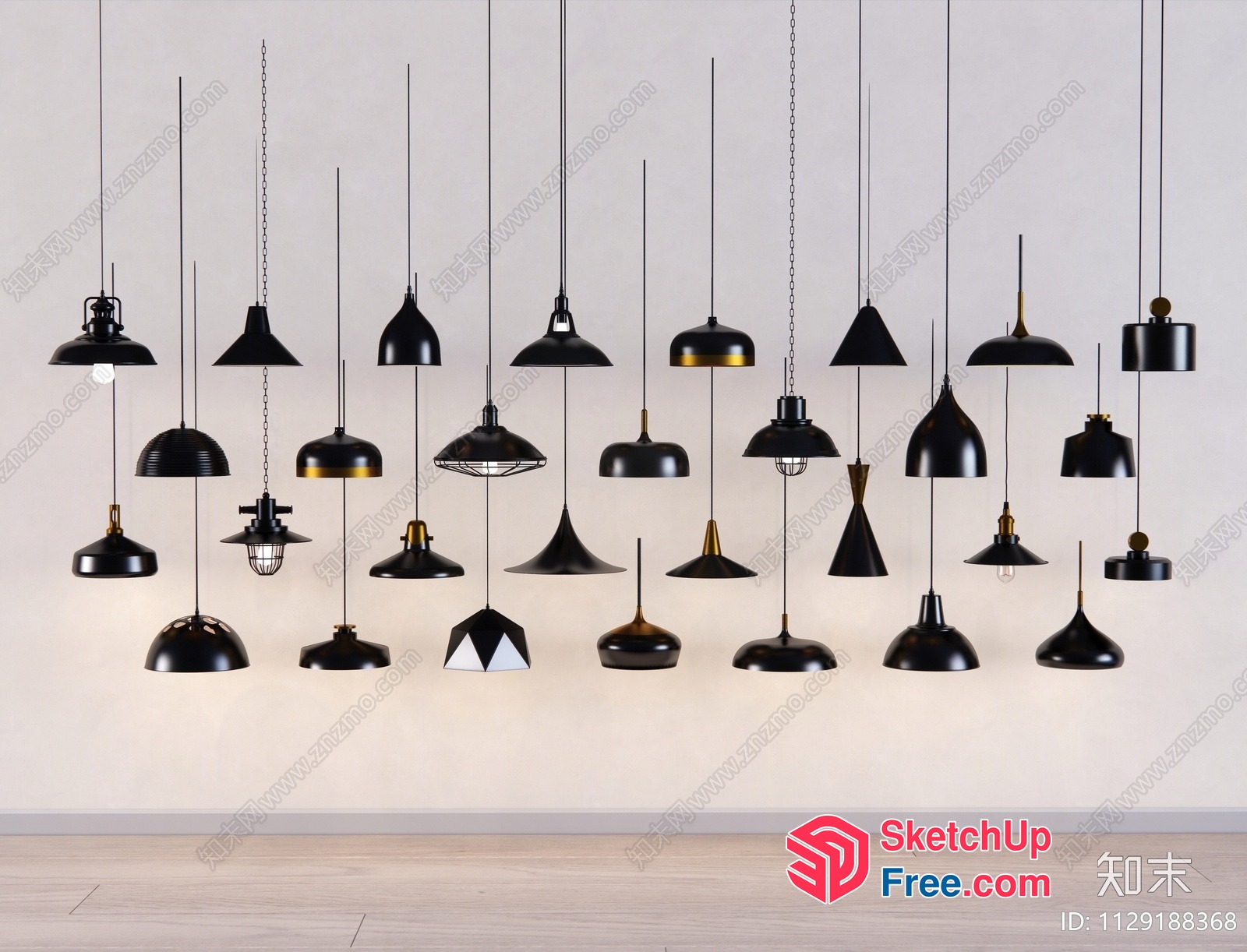 Modern Industrial Style Hanging Light Fixtures 3D SketchUp File