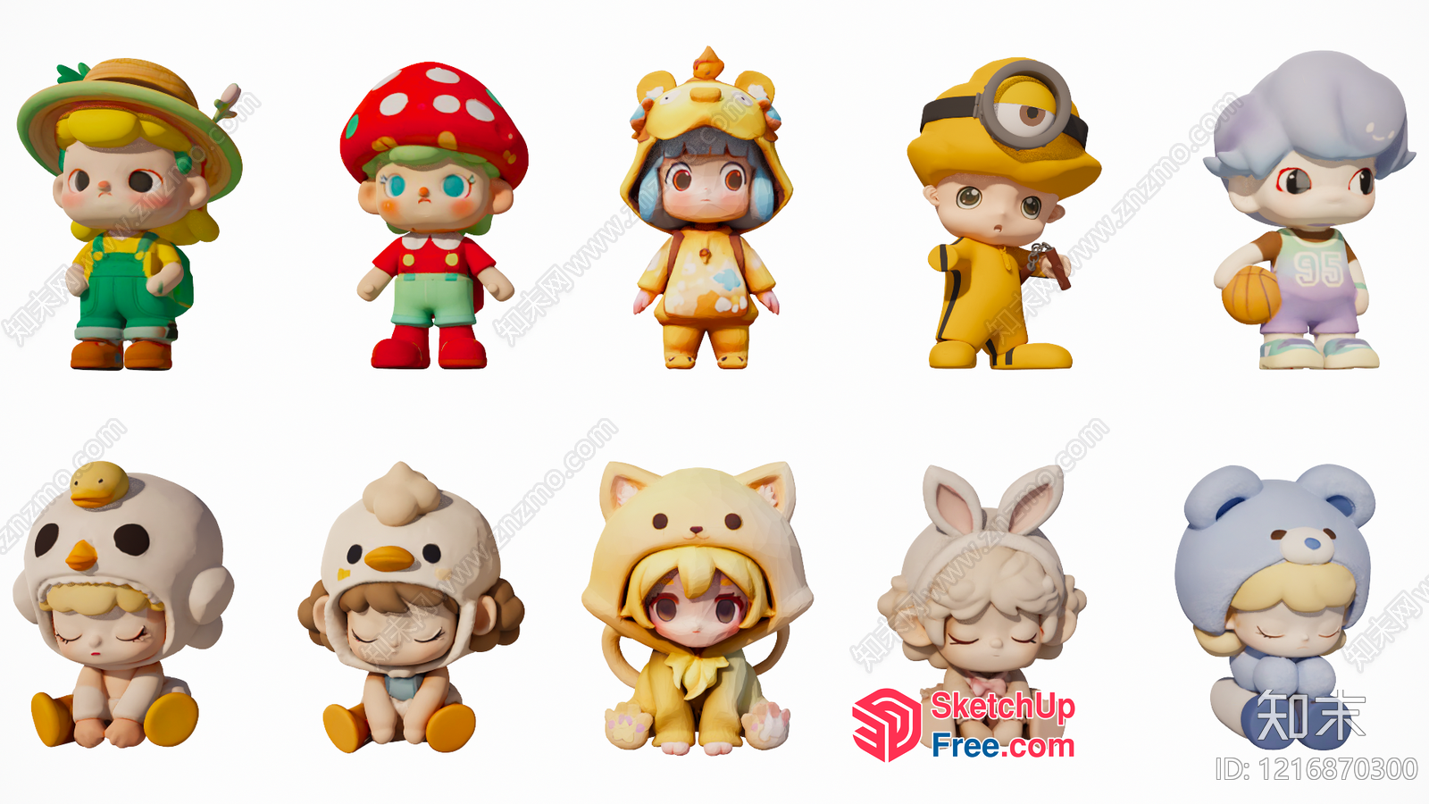 Adorable Cartoon Characters 3D SketchUp File