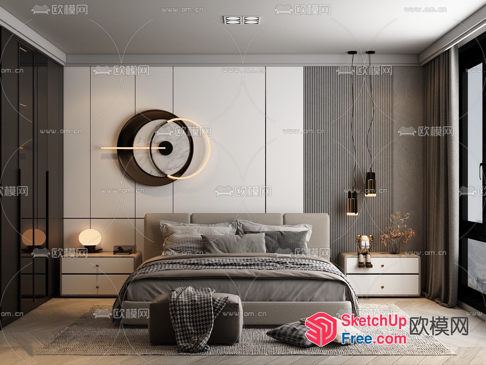 Modern Minimalist Bedroom With Neutral Tones And Sleek Furniture 3D SketchUp File