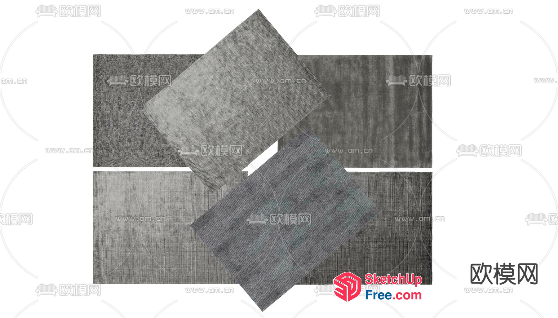 Grey Textured Panels In Various Angles 3D SketchUp File