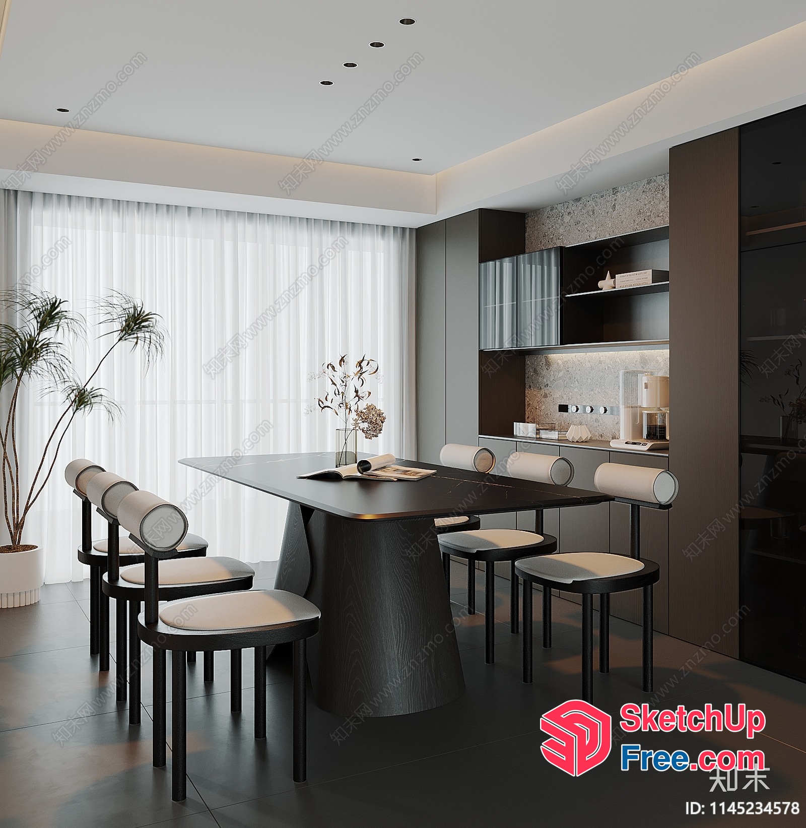 Modern Dining Room With Sleek Table And Chairs 3D SketchUp File