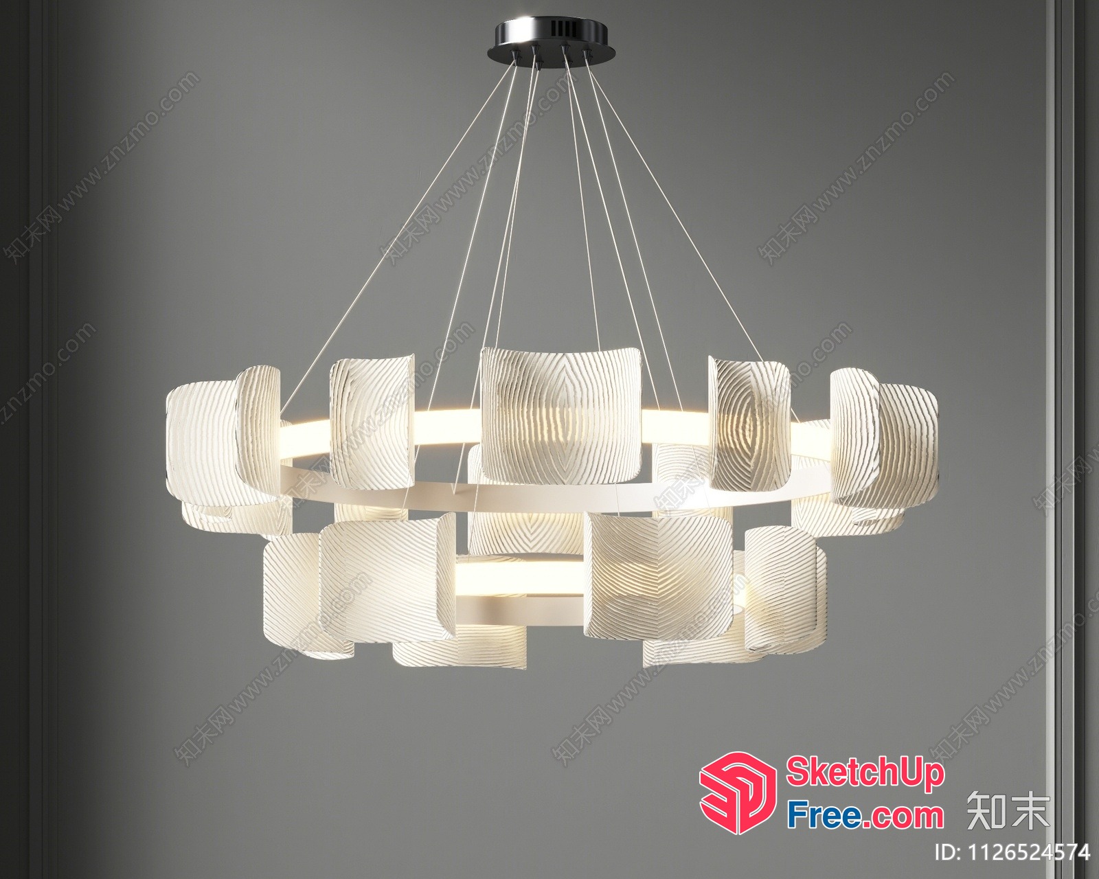 Modern White Chandelier With Unique Design 3D SketchUp File