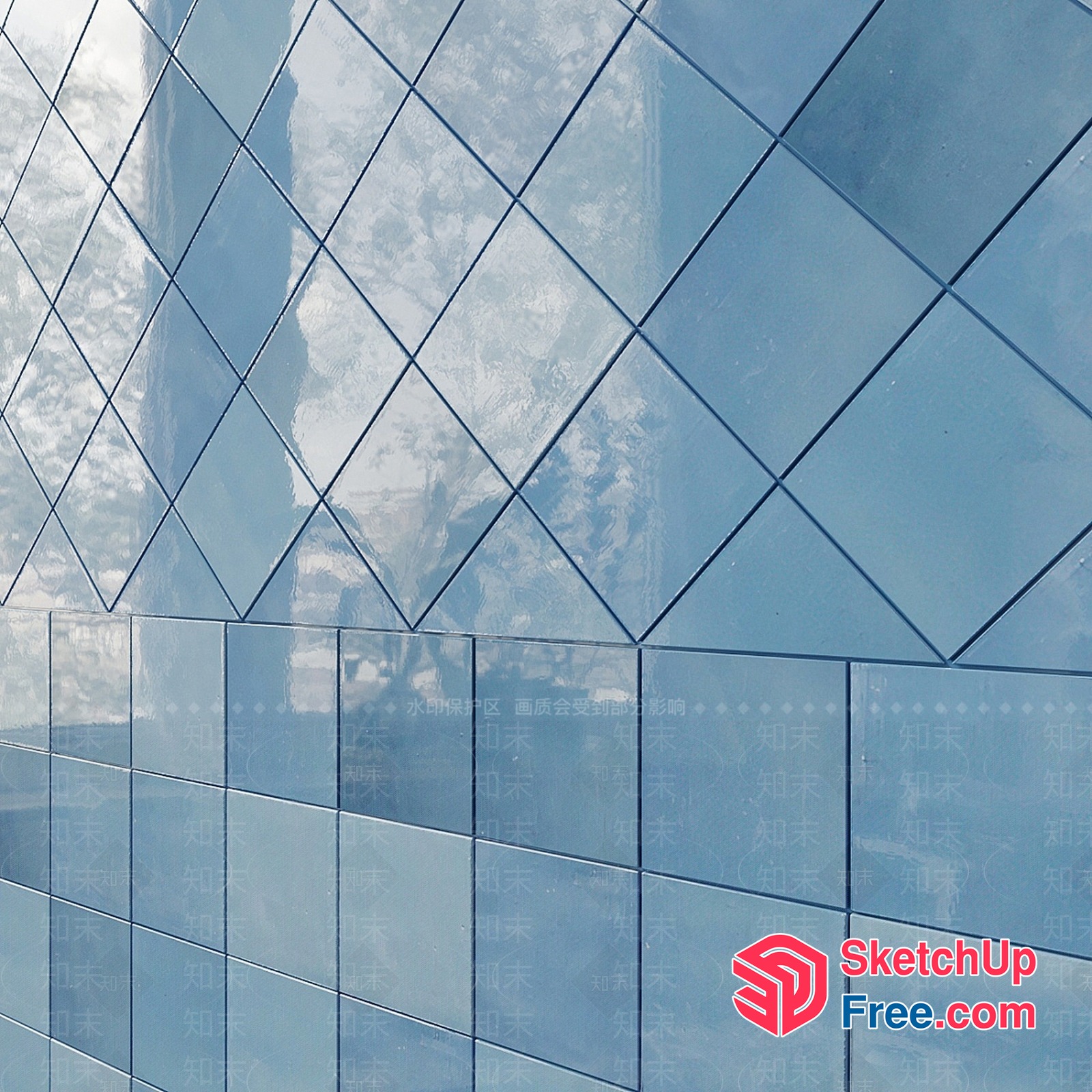 Shiny Blue Tiles With Diamond Pattern 3D SketchUp File