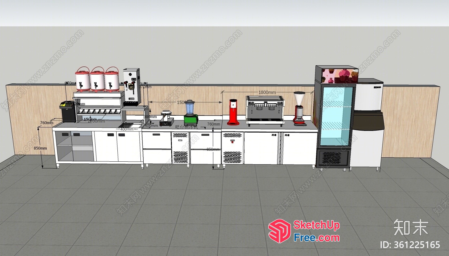 Modern Kitchen Layout With Appliances And Furniture 3D SketchUp File
