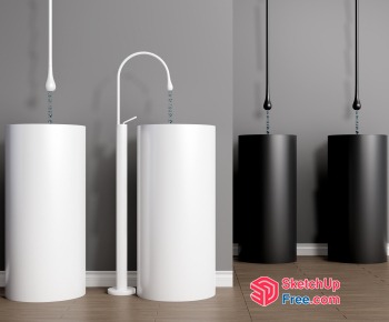 Modern Pillar-Shaped Floor Lamps In White And Black 3D SketchUp File