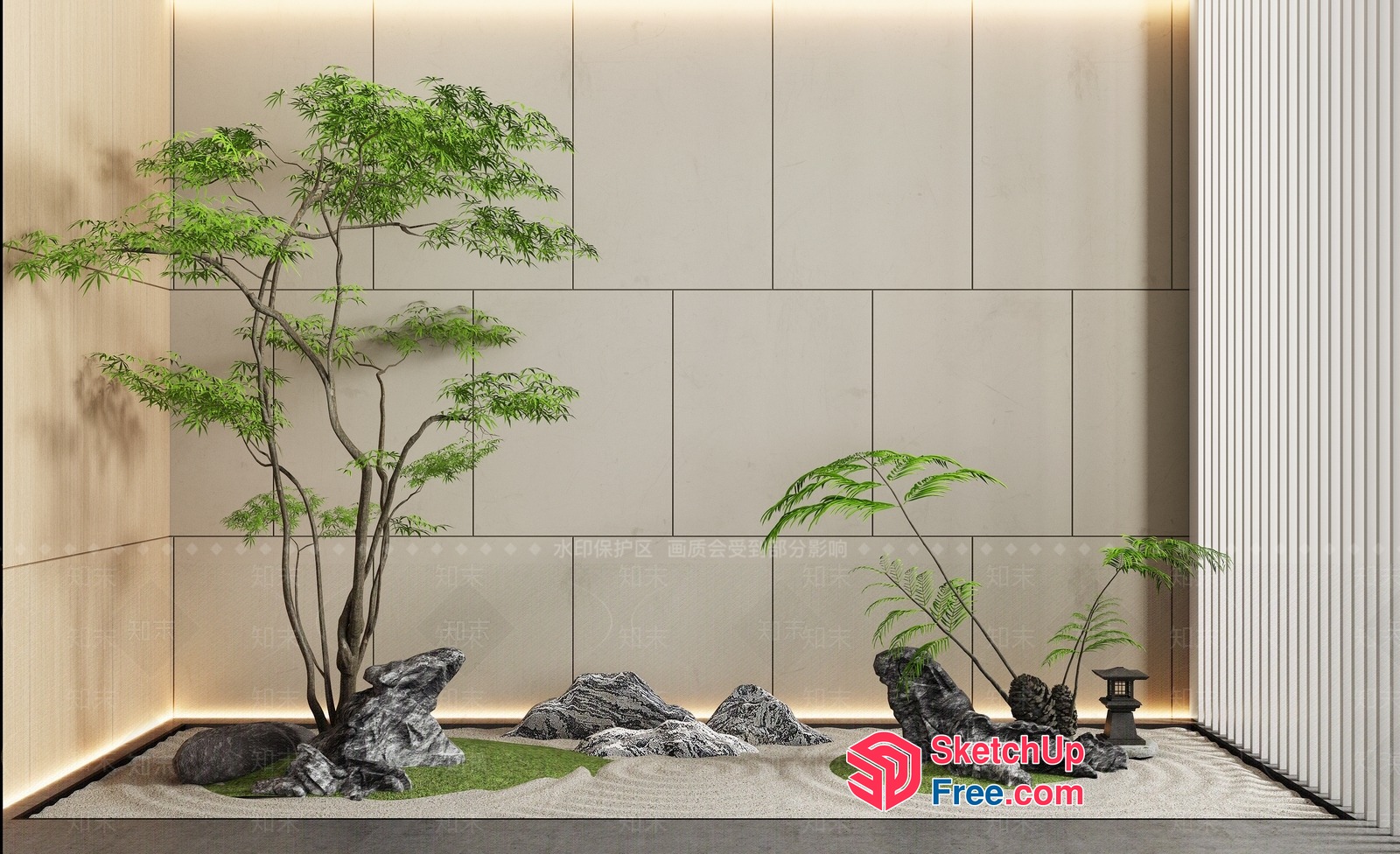 Japanese Inspired Zen Garden Interior 3D SketchUp File