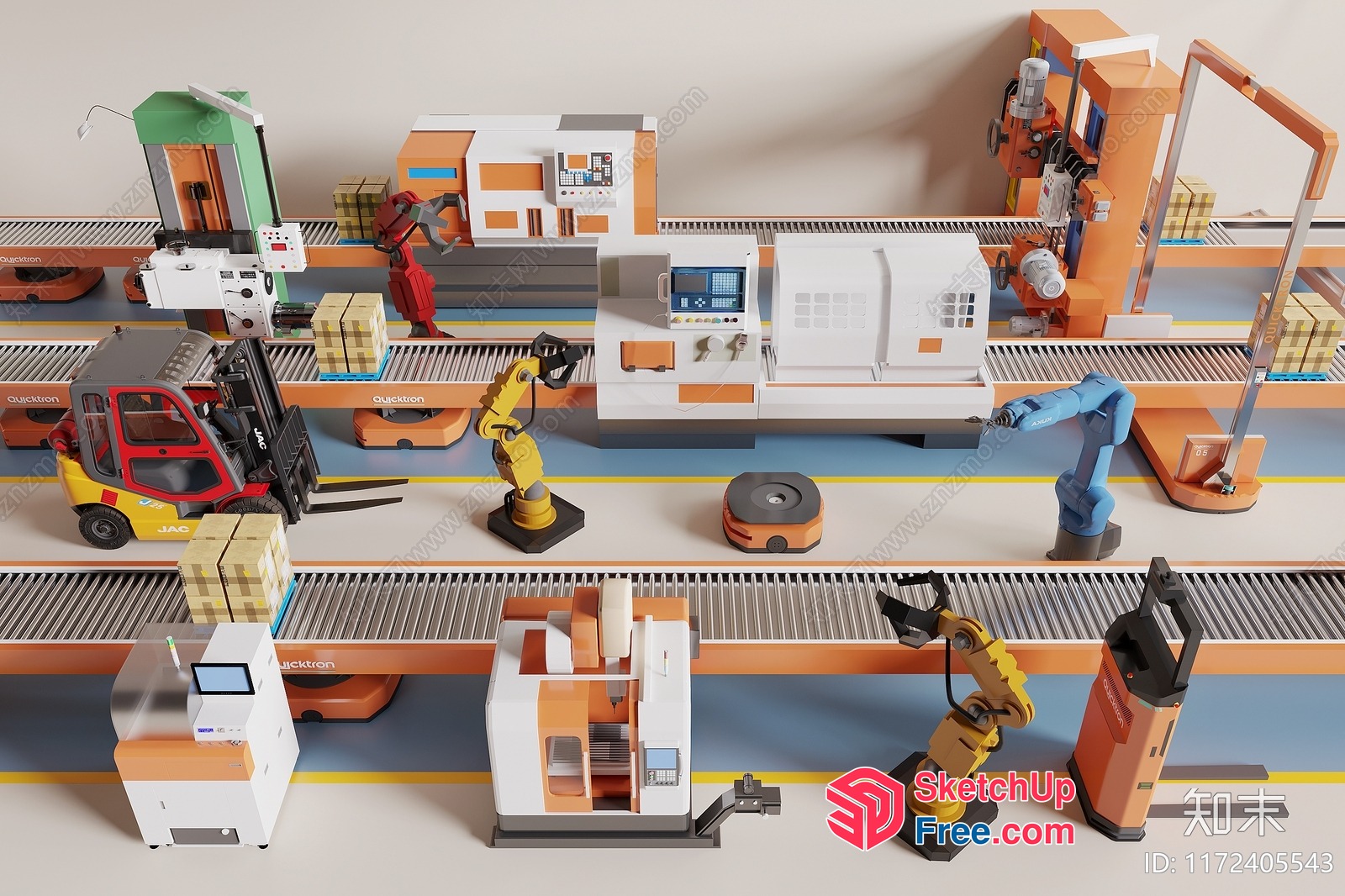 Modern Industrial Warehouse Scene 3D SketchUp File