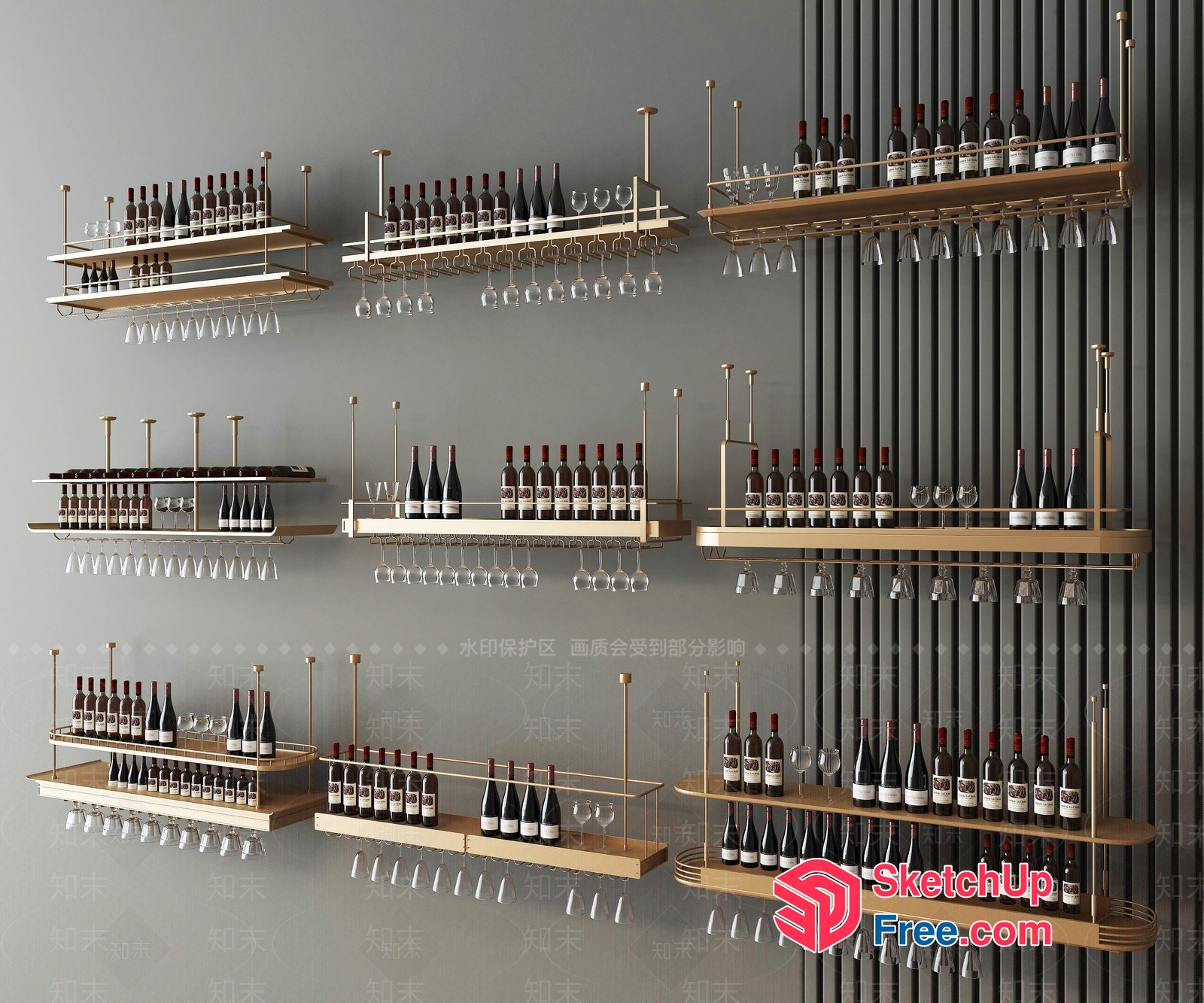 Modern Wine Storage Display 3D SketchUp File