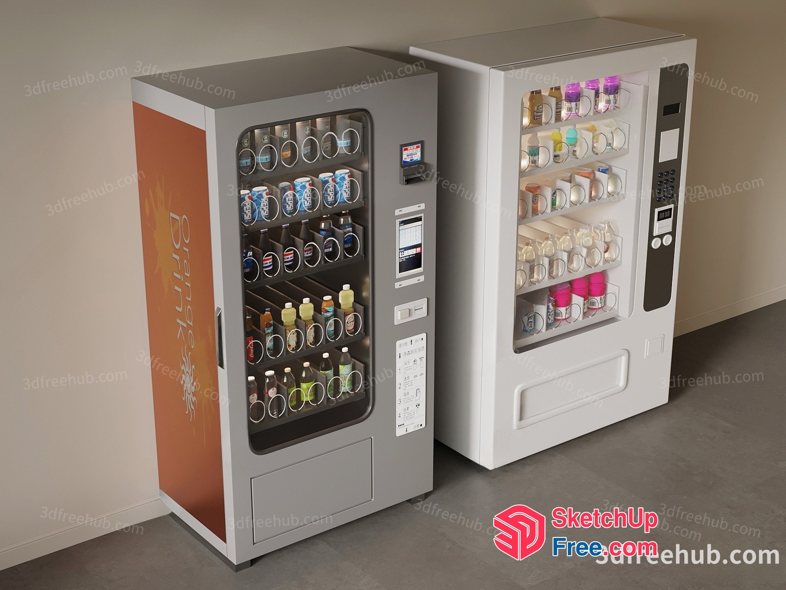 Vending Machine With Beverages And Snacks 3D SketchUp File