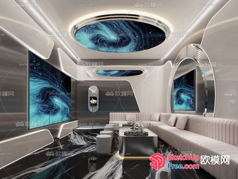 Futuristic Space Capsule Interior 3D SketchUp File