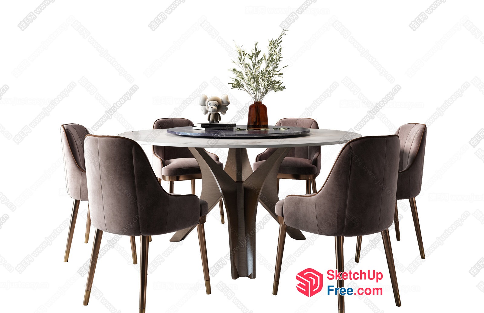 Elegant Marble Dining Table Set With Luxurious Chairs 3D SketchUp File