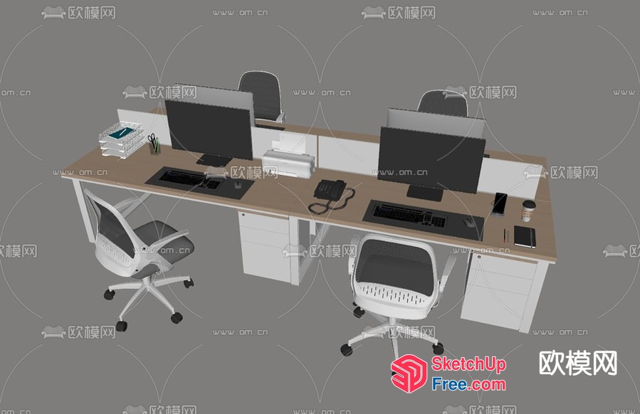 Office Furniture With Desks And Chairs 3D SketchUp File