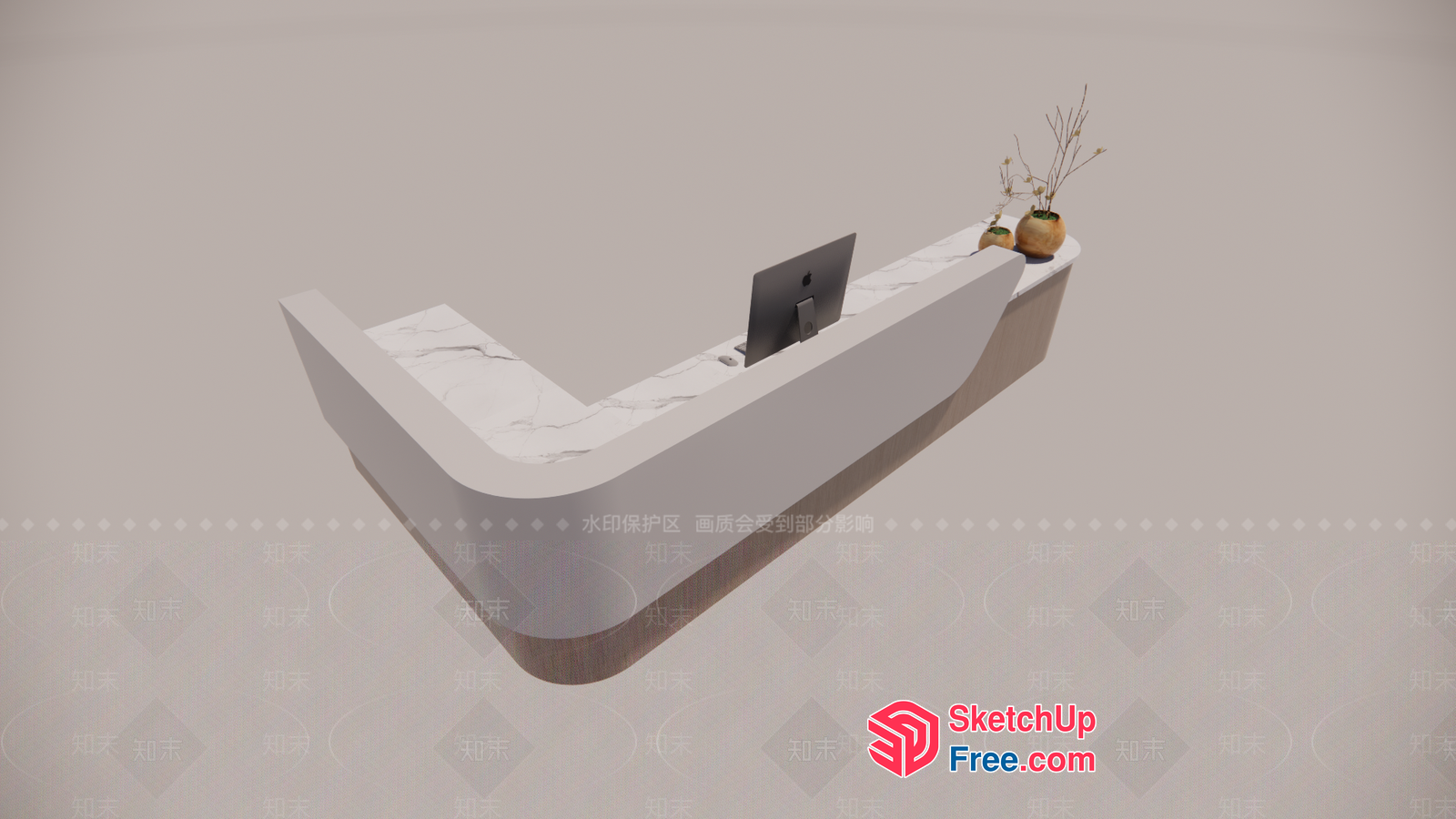 Modern Reception Desk With Marble Top 3D SketchUp File
