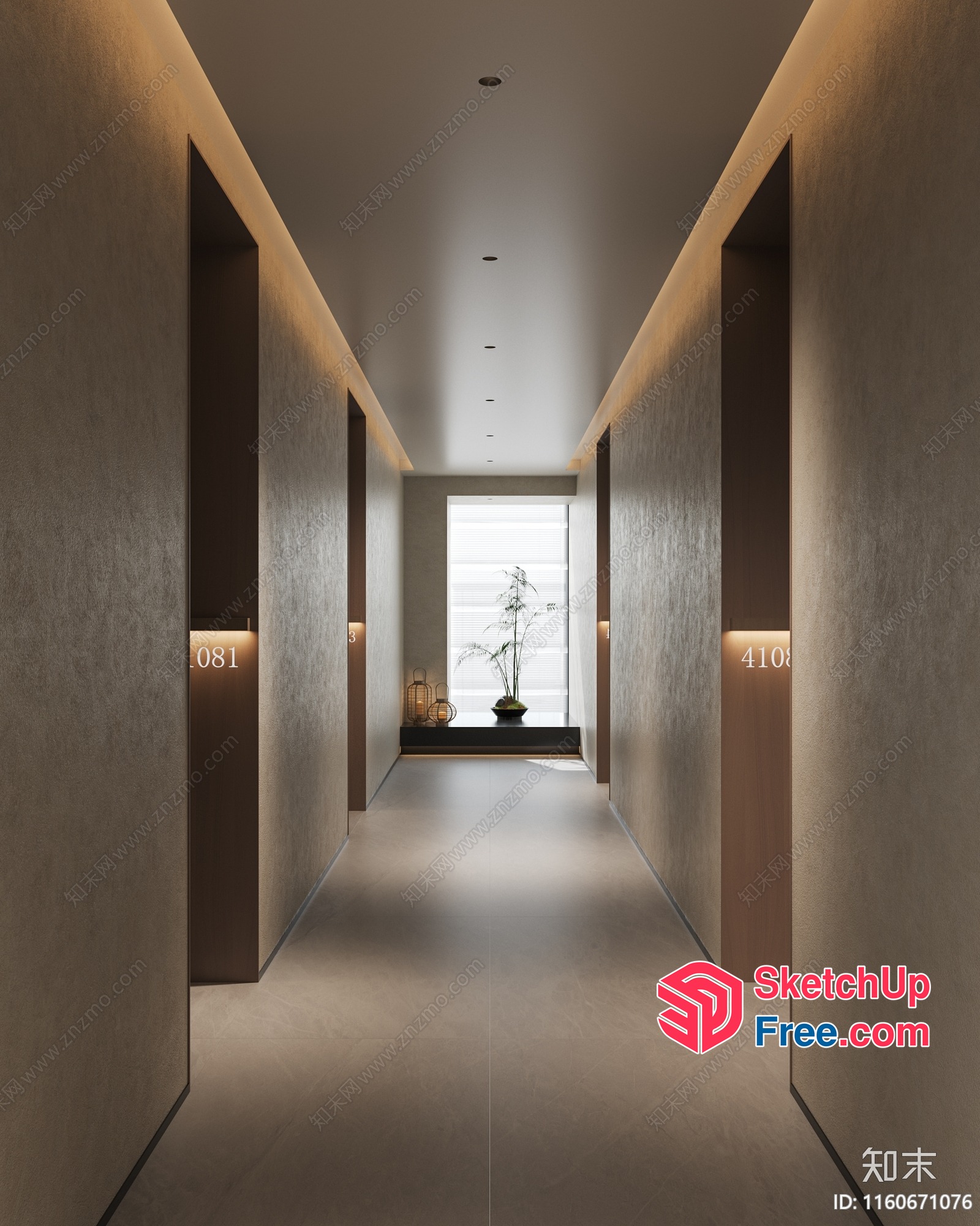 Modern Minimalist Hallway With Soft Lighting 3D SketchUp File