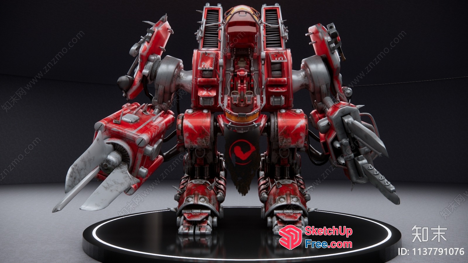 Futuristic Red And Silver Robot 3D SketchUp File